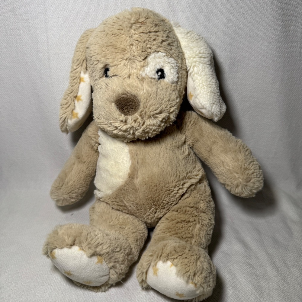 Cloud b Tan Cream Star Print Puppy Dog Plush Stuffed Animal 14 inch 2016